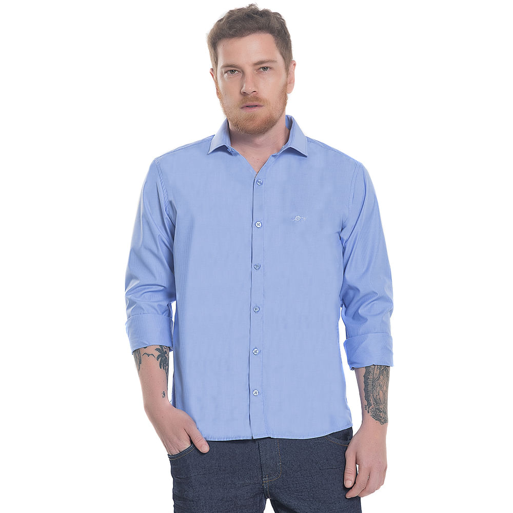 CAMISA MASCULINA SOCIAL SLIM FIT MANGA CURTA MICRO XADREZ AZUL