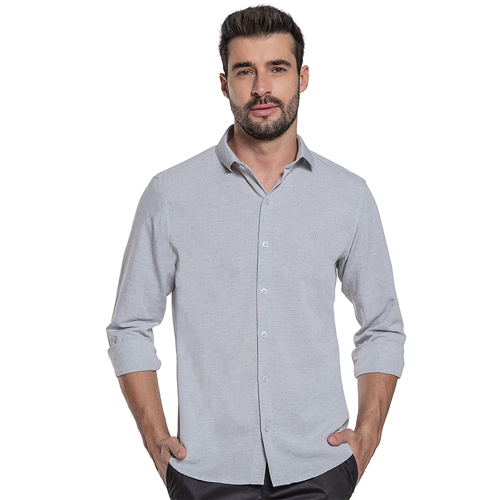 Camisa social cheap cinza slim